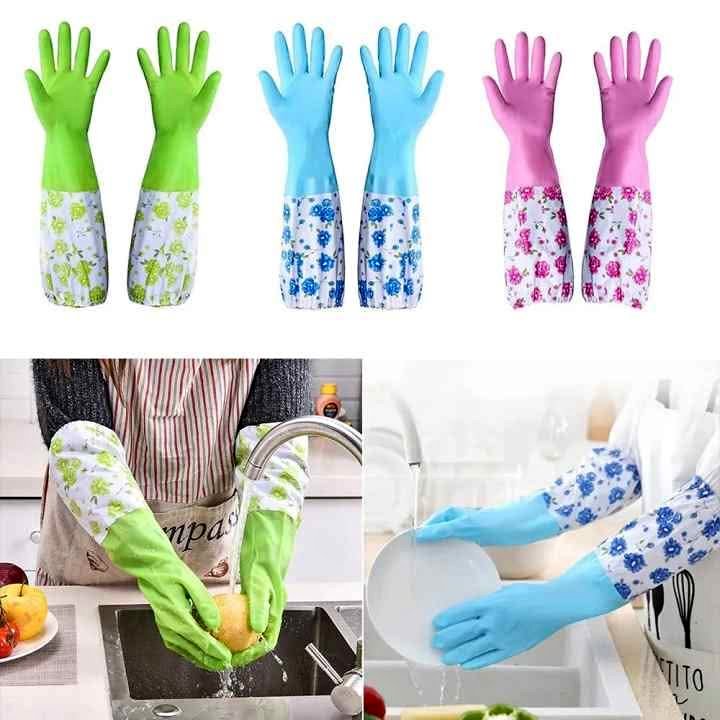 🧤সিলিকন কিচেন গ্লাভস🔰বড় সাইজ - Kitchen Silicon Long Hand Gloves